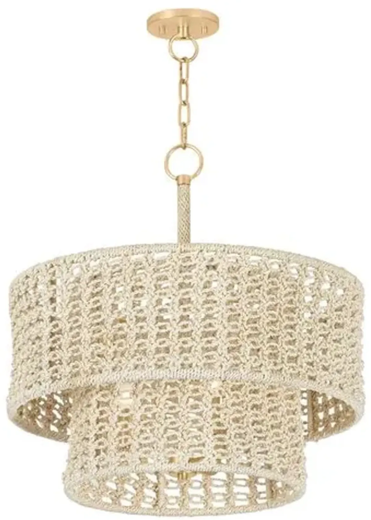 Farley Abaca Rope Pendant - Ivory - Gold