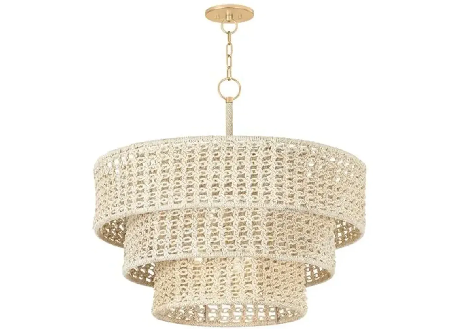 Farley Abaca Rope Pendant - Ivory - Gold