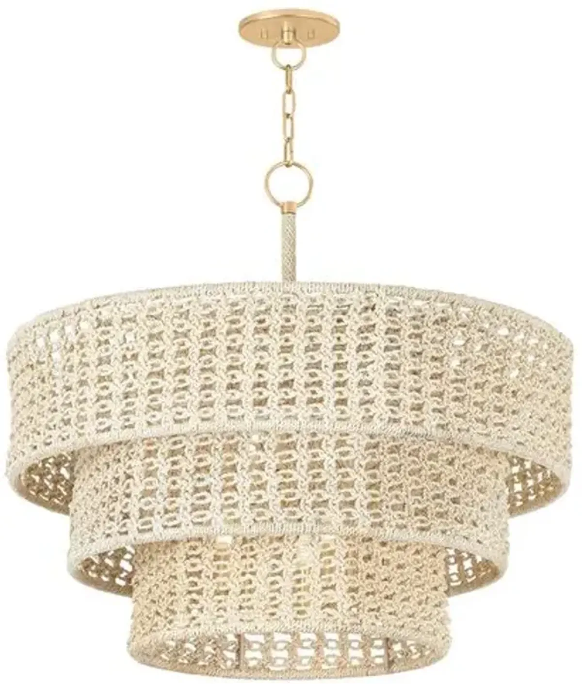 Farley Abaca Rope Pendant - Ivory - Gold