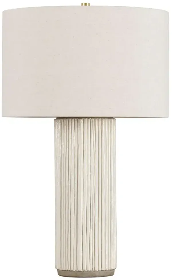 Amabel Ceramic Fluted Table Lamp - Ivory - Beige