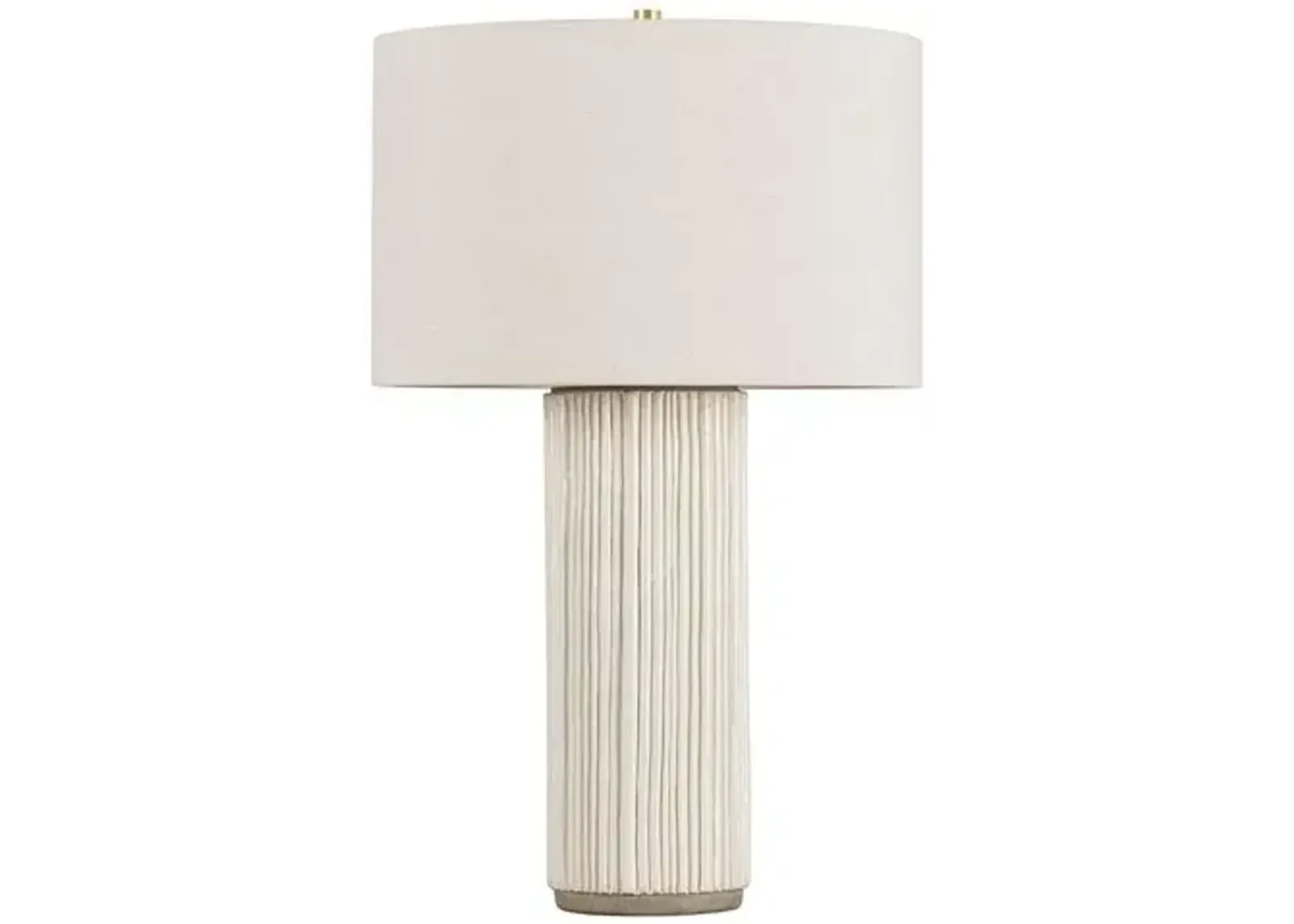 Amabel Ceramic Fluted Table Lamp - Ivory - Beige