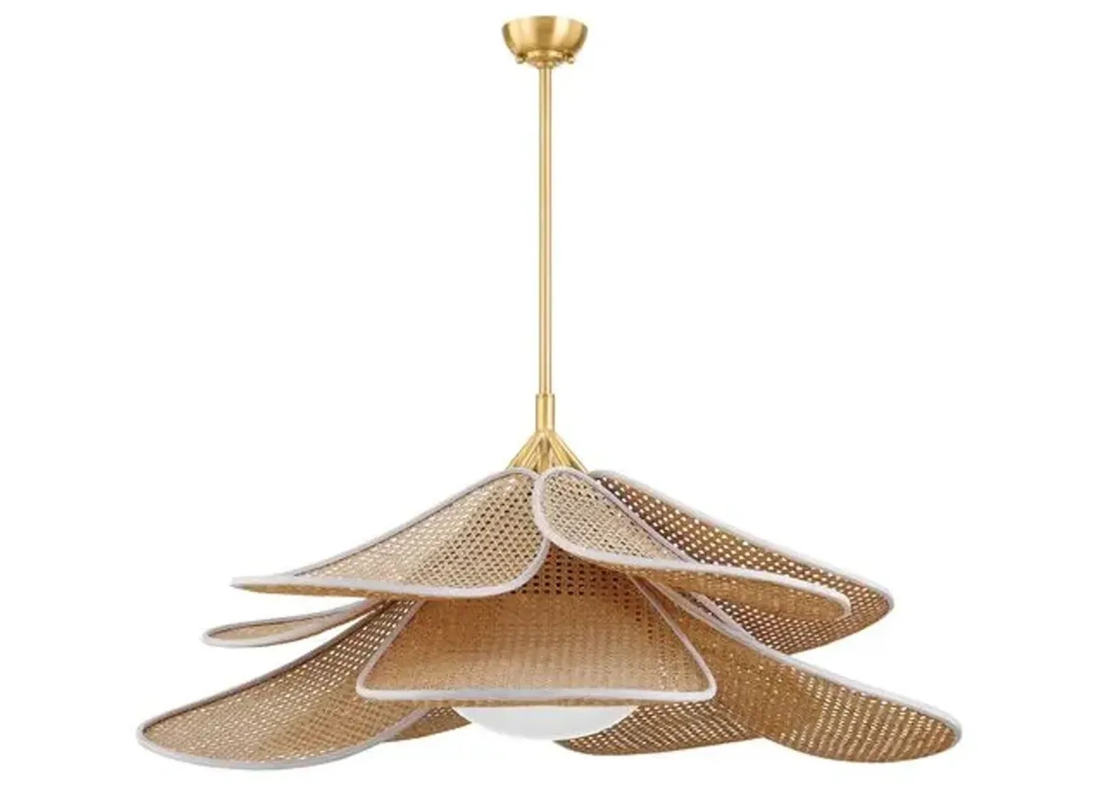 Noemi Rattan Petal Pendant - Natural/Aged Brass - Gold