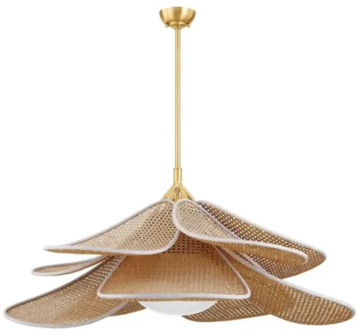 Noemi Rattan Petal Pendant - Natural/Aged Brass - Gold