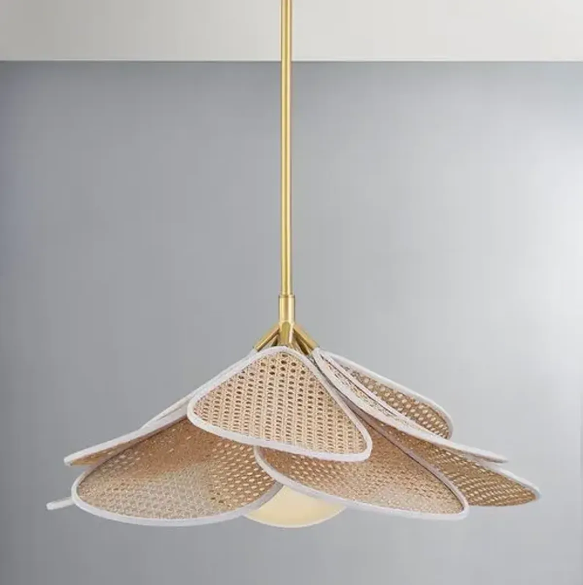 Noemi Rattan Petal Pendant - Aged Brass - Gold