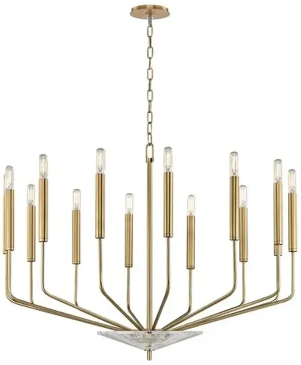 Lyra Chandelier - Aged Brass - Gold