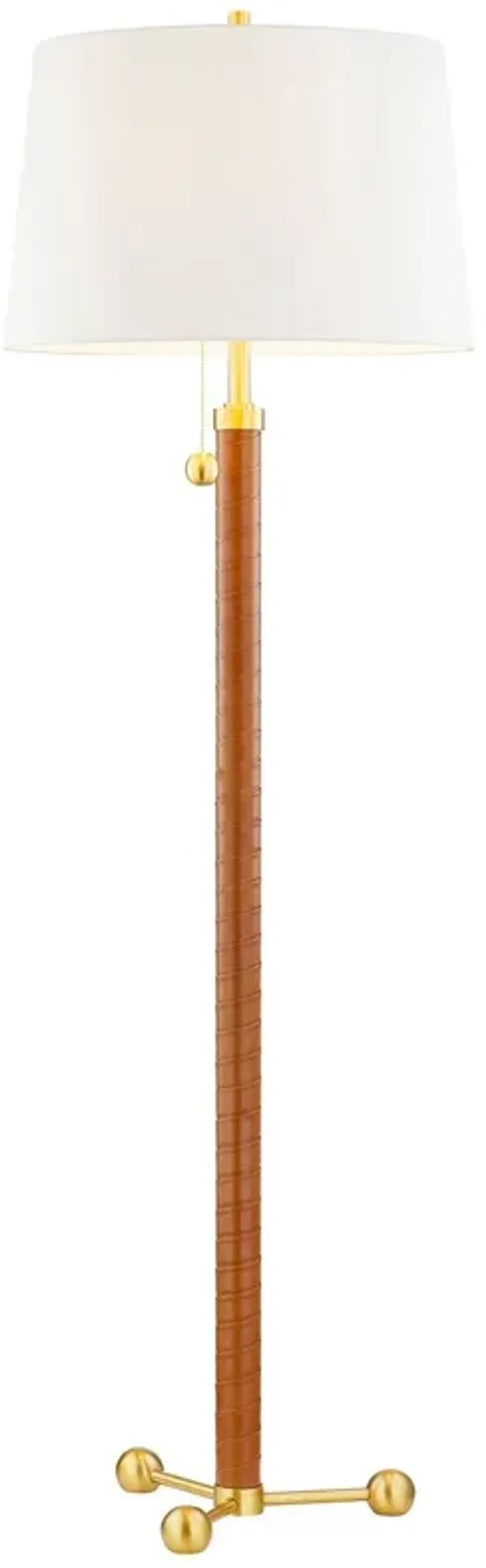Kenji Leather Wrapped Floor Lamp - Brown/Aged Brass