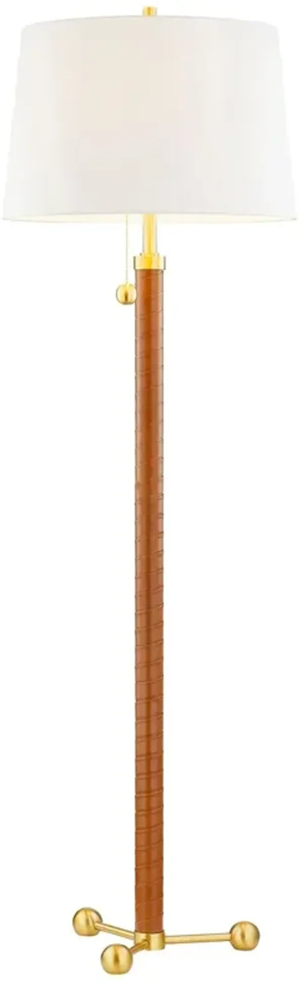 Kenji Leather Wrapped Floor Lamp - Brown/Aged Brass