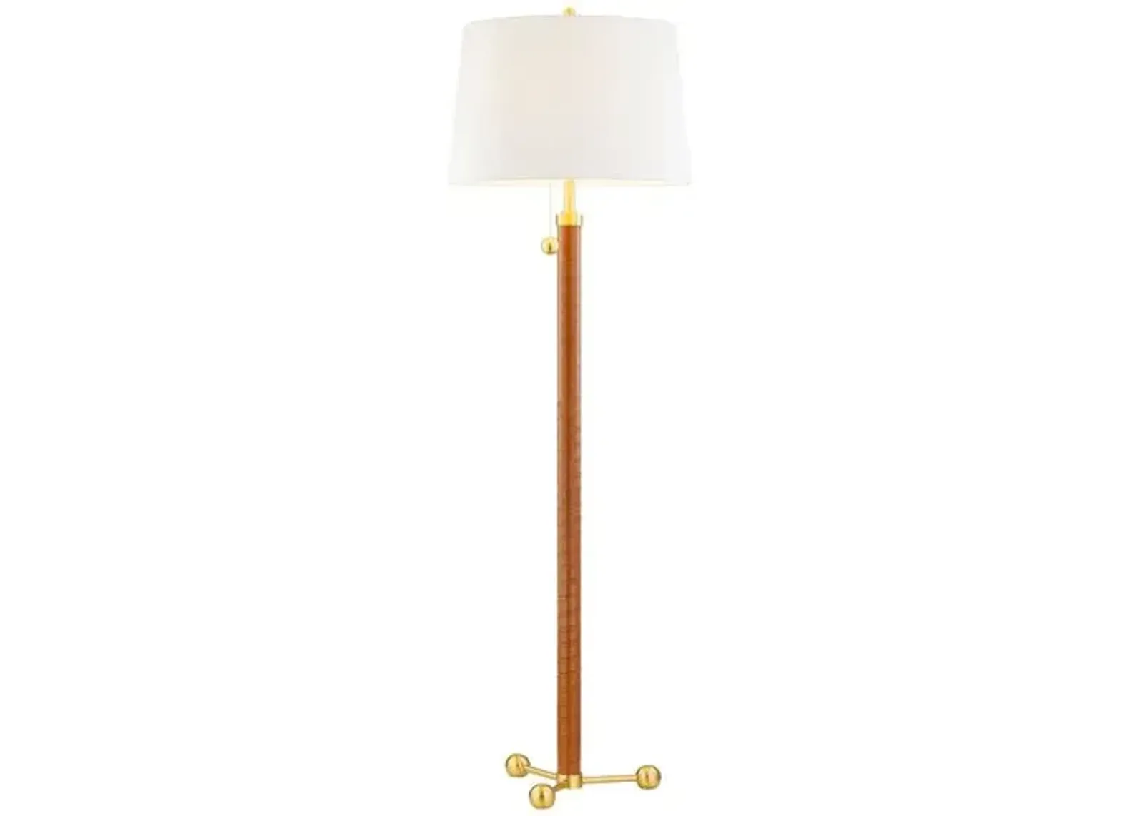 Kenji Leather Wrapped Floor Lamp - Brown/Aged Brass