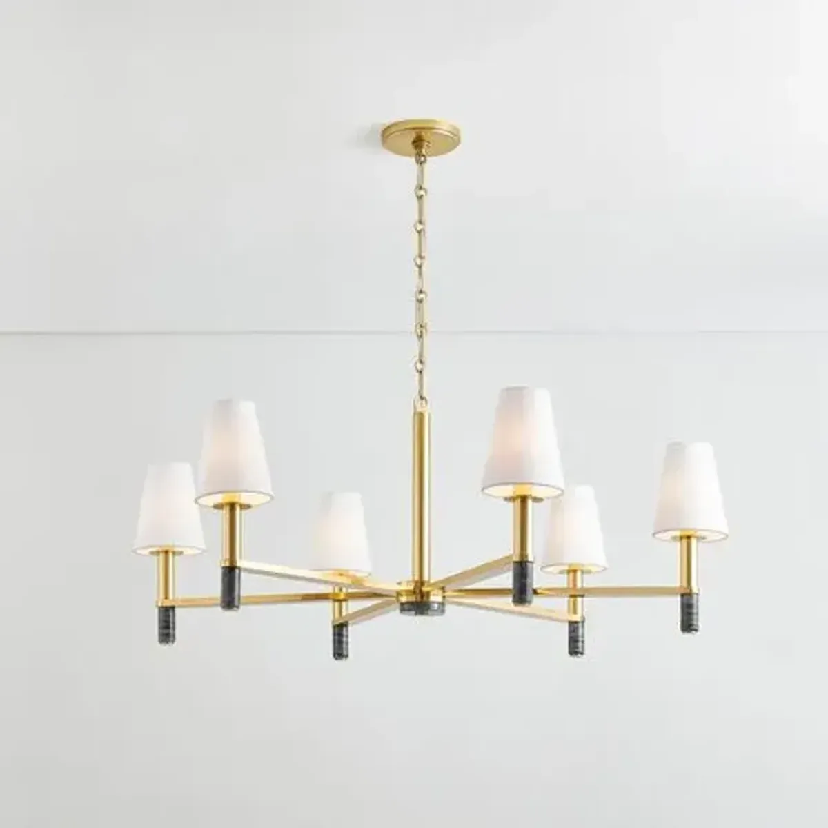 Gannon Chandelier - Aged Brass/Black Marble - Gold