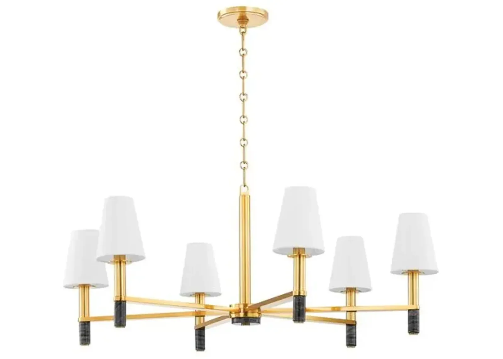 Gannon Chandelier - Aged Brass/Black Marble - Gold