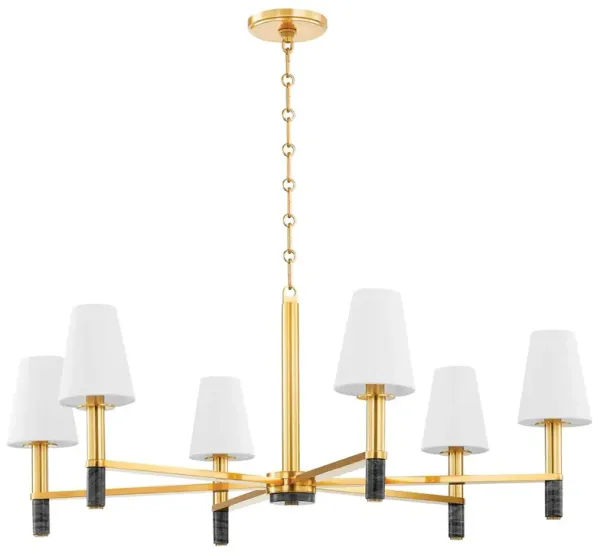 Gannon Chandelier - Aged Brass/Black Marble - Gold