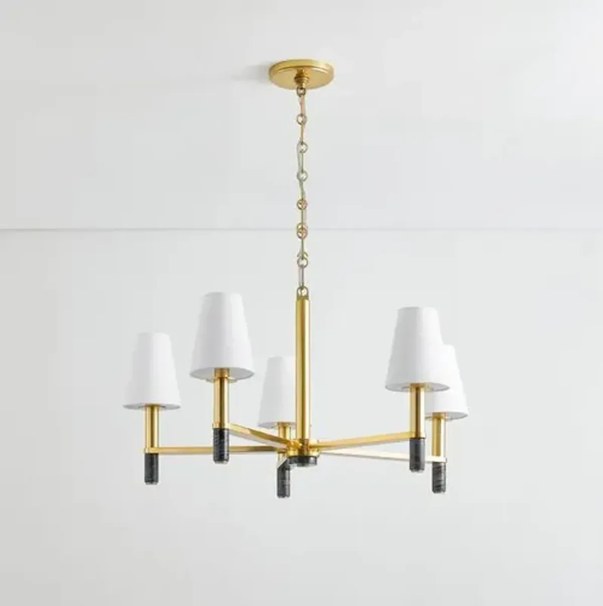 Gannon Chandelier - Aged Brass/Black Marble - Gold