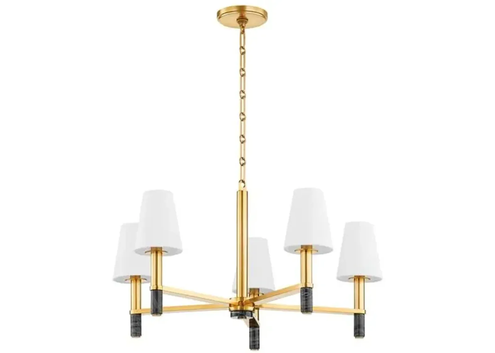 Gannon Chandelier - Aged Brass/Black Marble - Gold