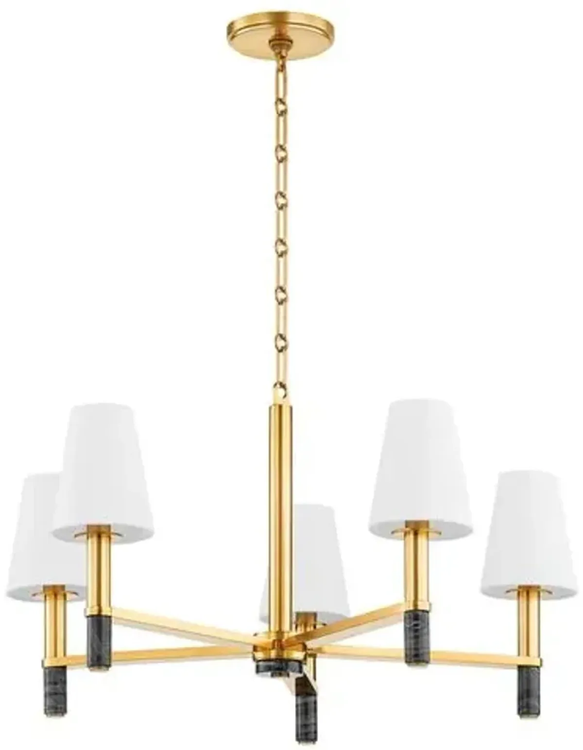 Gannon Chandelier - Aged Brass/Black Marble - Gold