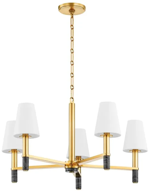 Gannon Chandelier - Aged Brass/Black Marble - Gold