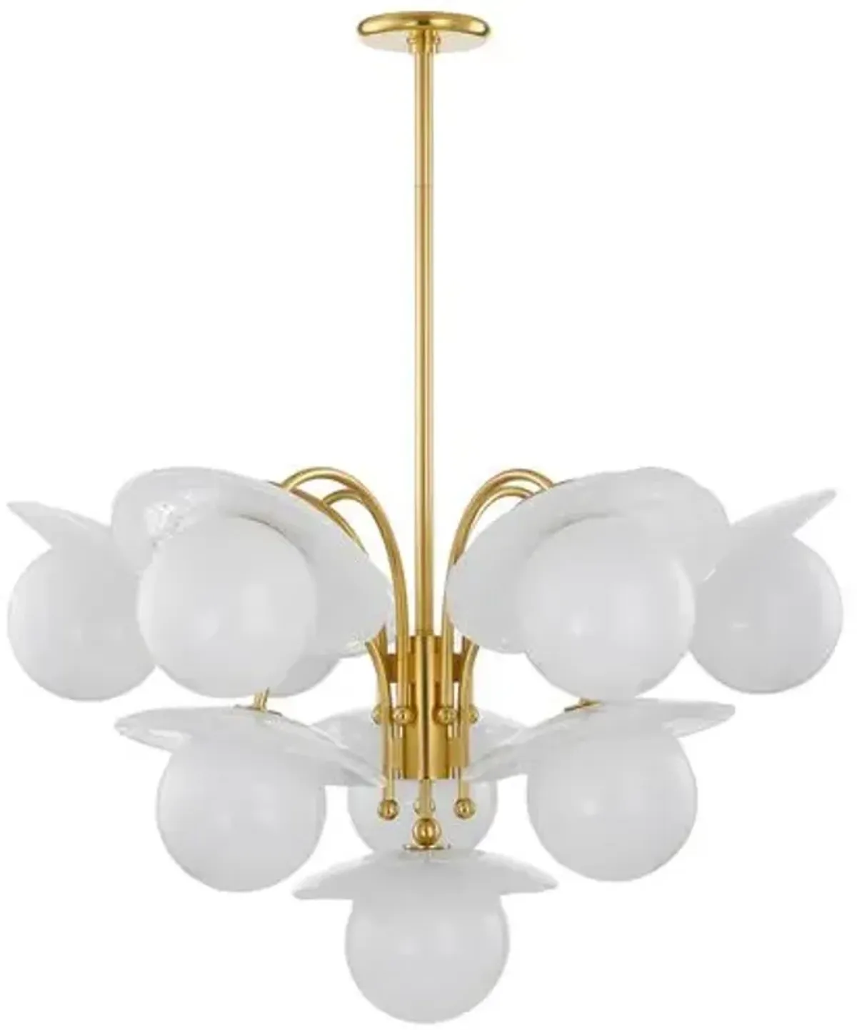 Nova Glass Globe Chandelier - White/Aged Brass - Gold