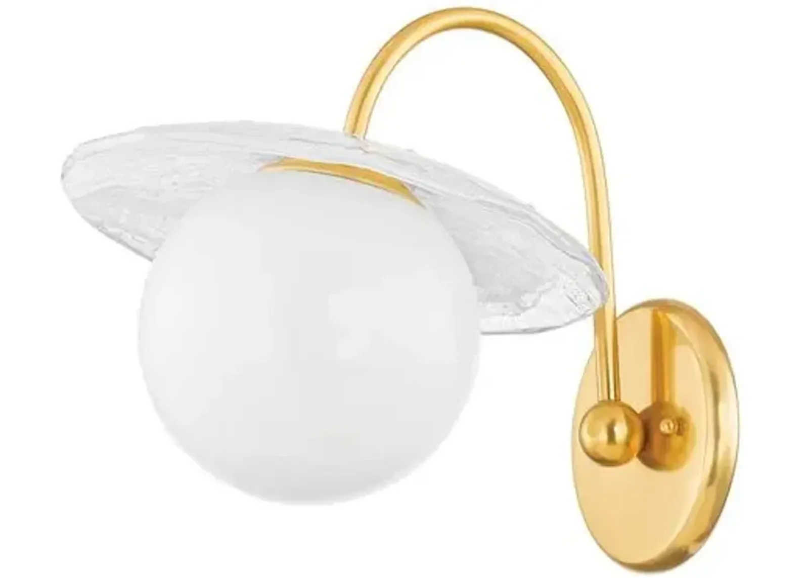 Nova Glass Globe Wall Sconce - White/Aged Brass - Gold