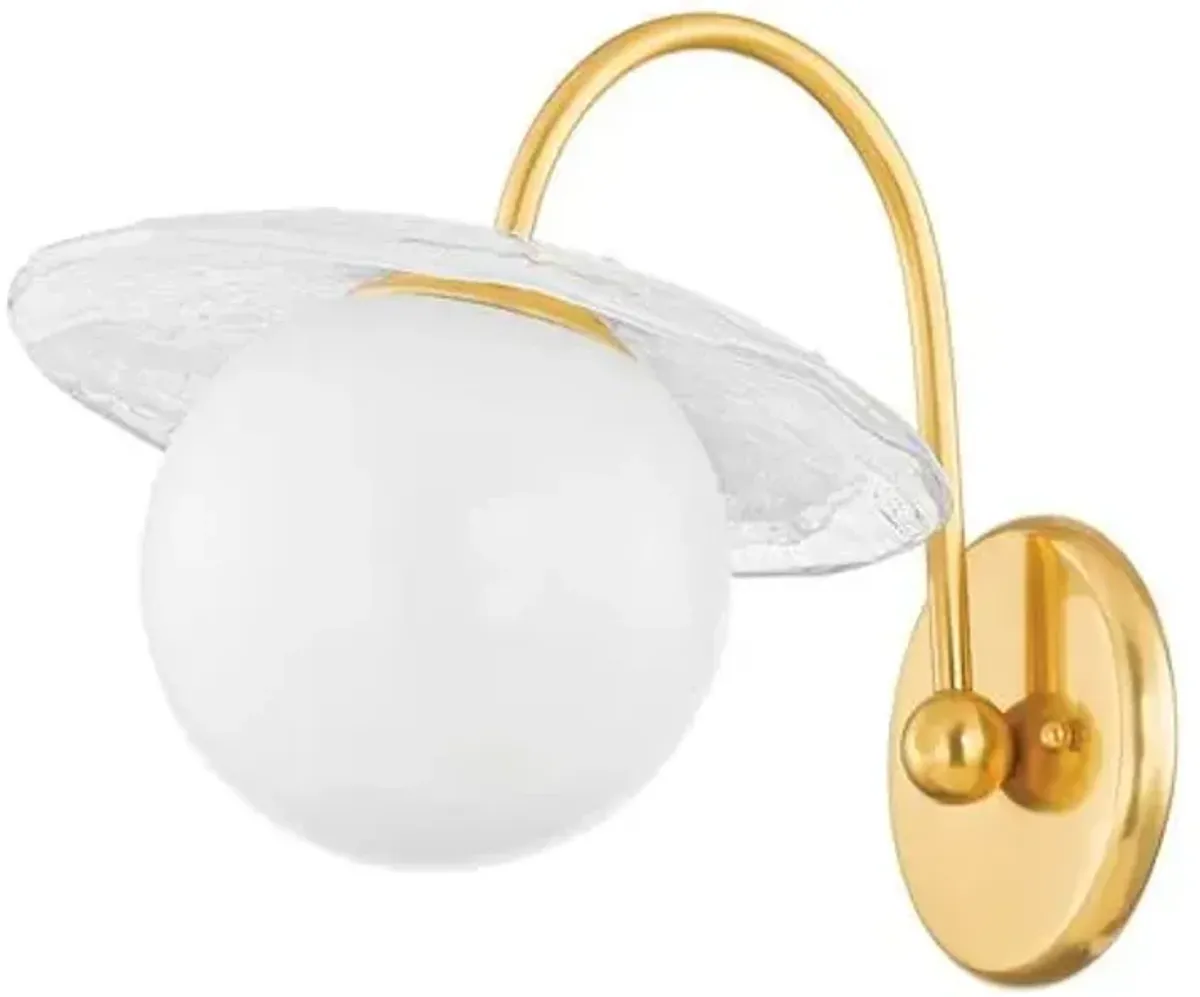 Nova Glass Globe Wall Sconce - White/Aged Brass - Gold