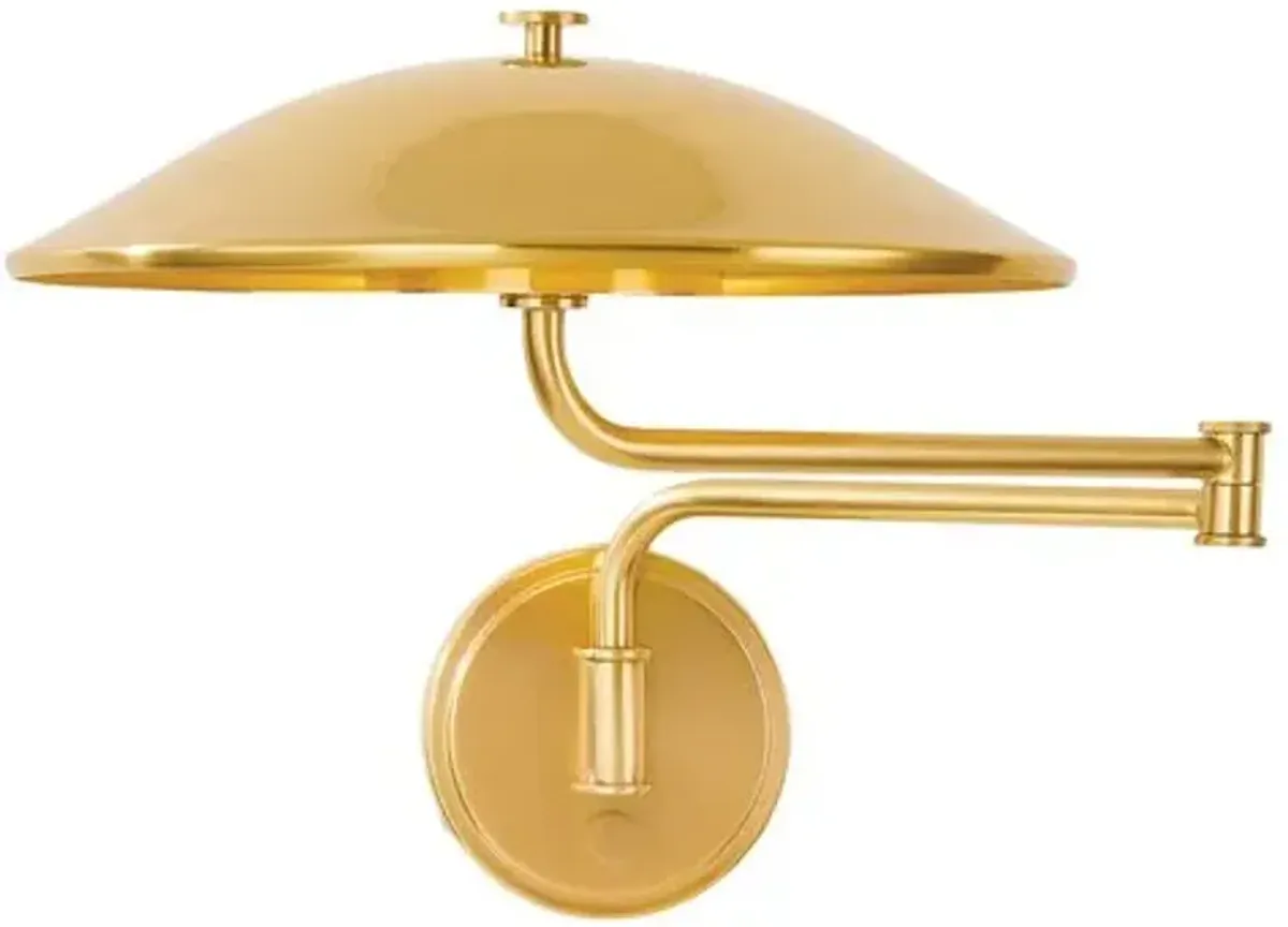 Thea Plug-in Adjustable Swing-Arm Wall Sconce - Aged Brass - Gold