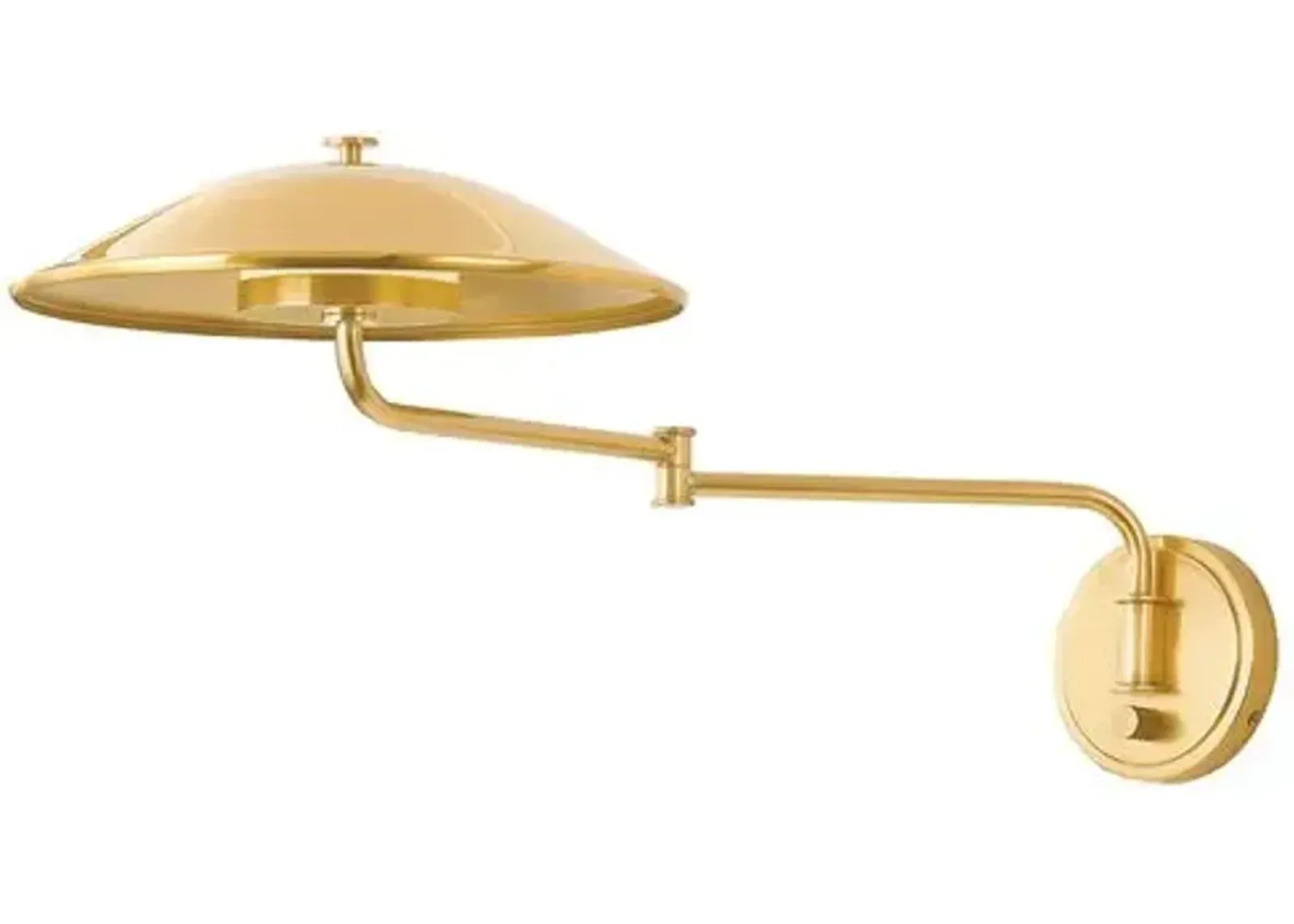 Thea Plug-in Adjustable Swing-Arm Wall Sconce - Aged Brass - Gold