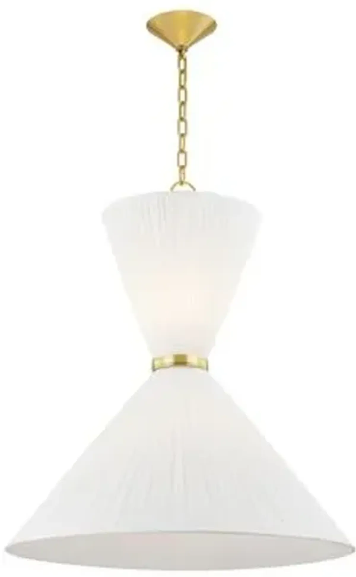 Sloane Linen Pendant - White/Aged Brass - Gold