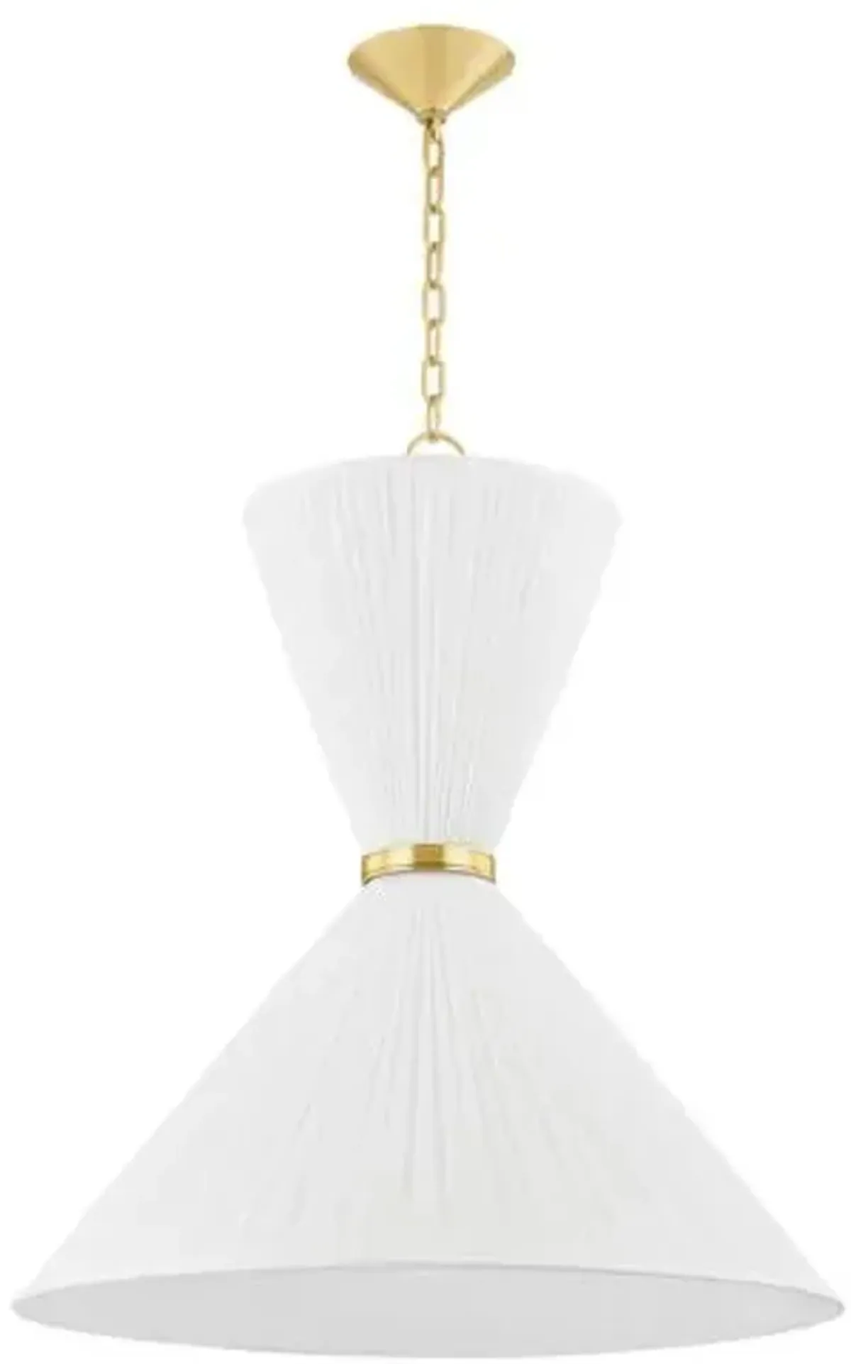 Sloane Linen Pendant - White/Aged Brass - Gold