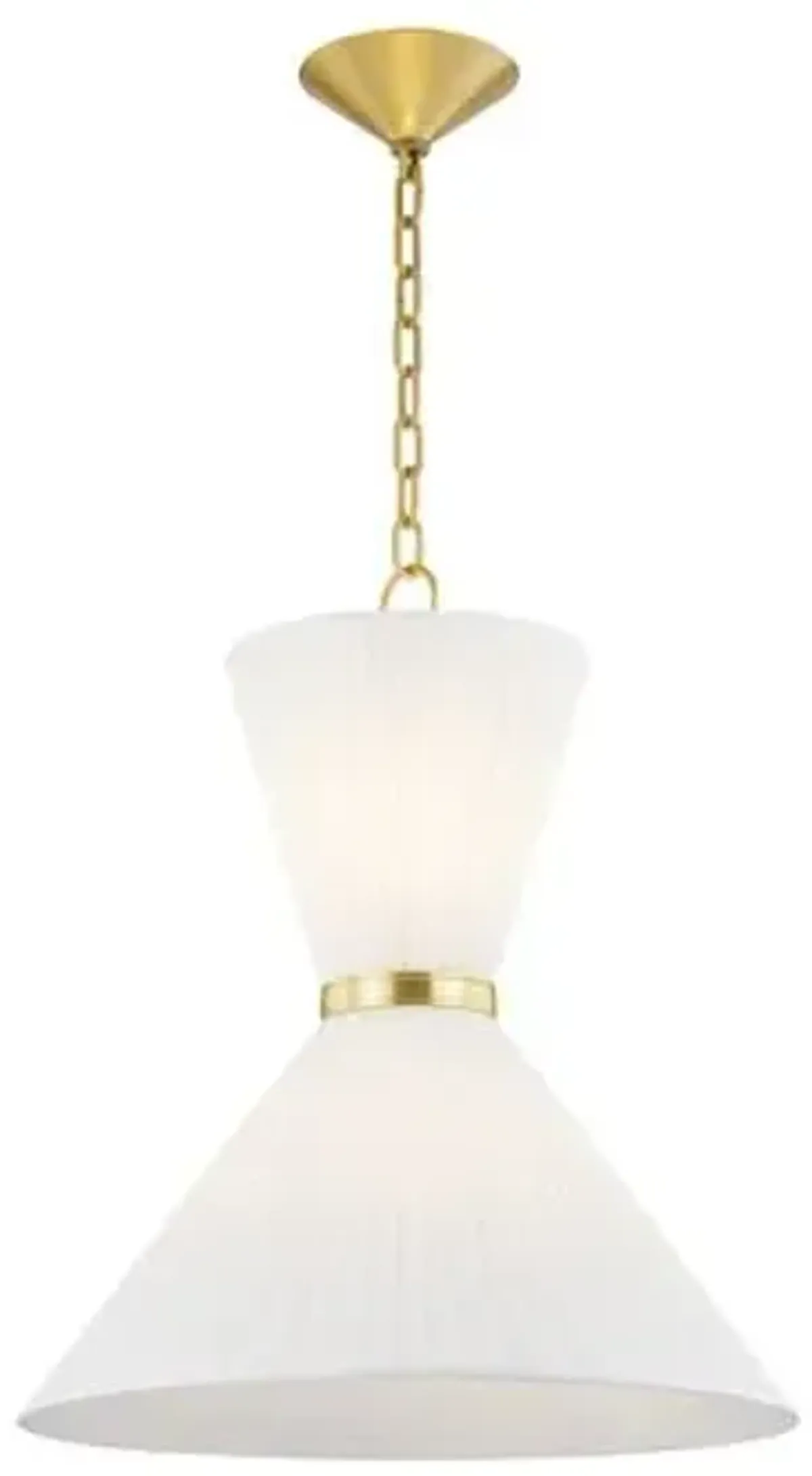 Sloane Linen Pendant - White/Aged Brass - Gold