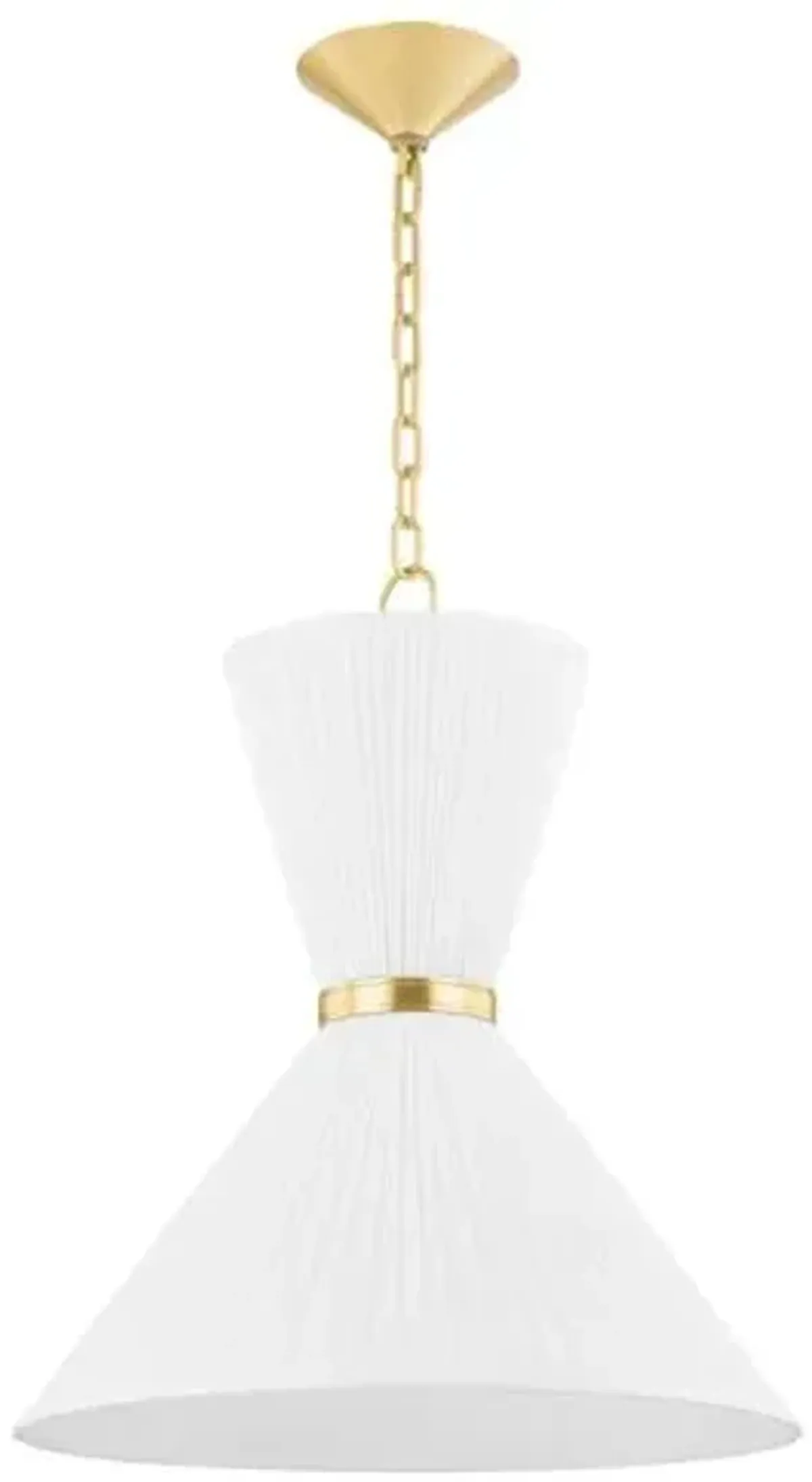 Sloane Linen Pendant - White/Aged Brass - Gold