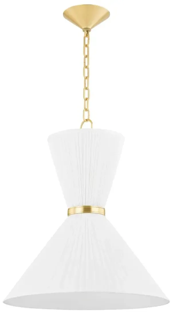 Sloane Linen Pendant - White/Aged Brass - Gold