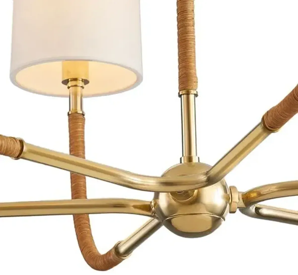 Achilles 19" Rattan Wrapped Chandelier - Aged Brass - Gold