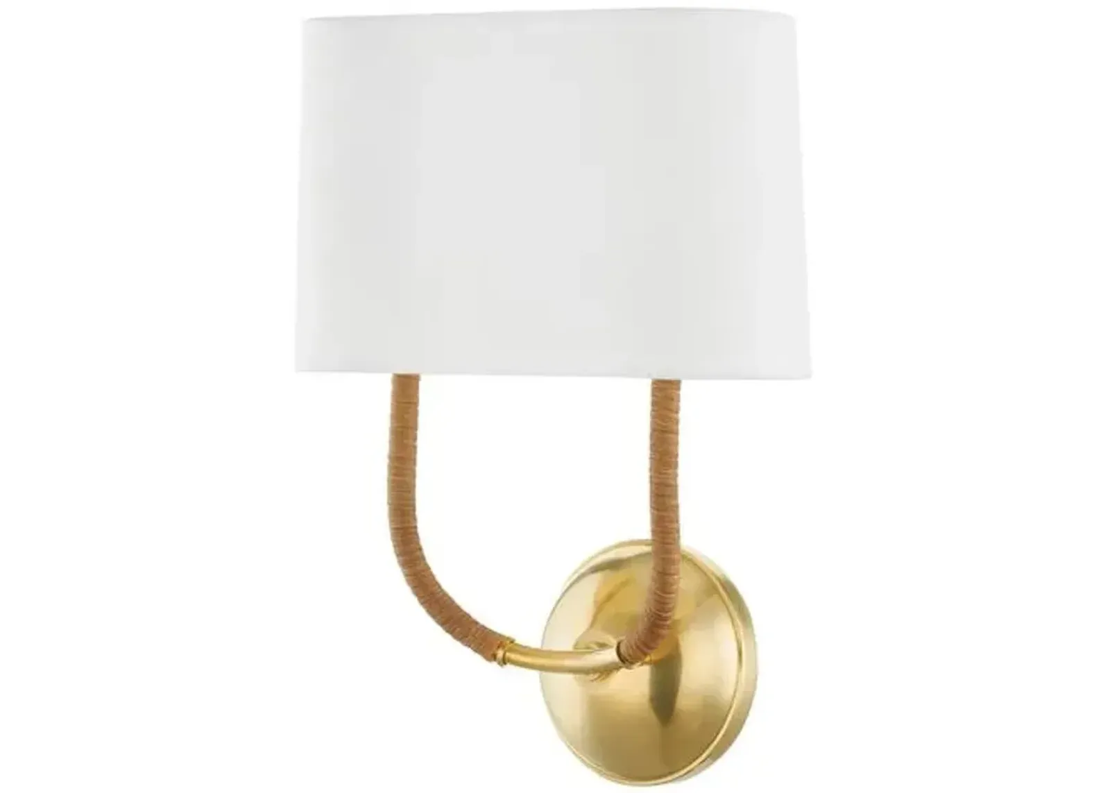 Tenley Rattan Wrapped 2-Light Wall Sconce - Natural/Aged Brass - Gold