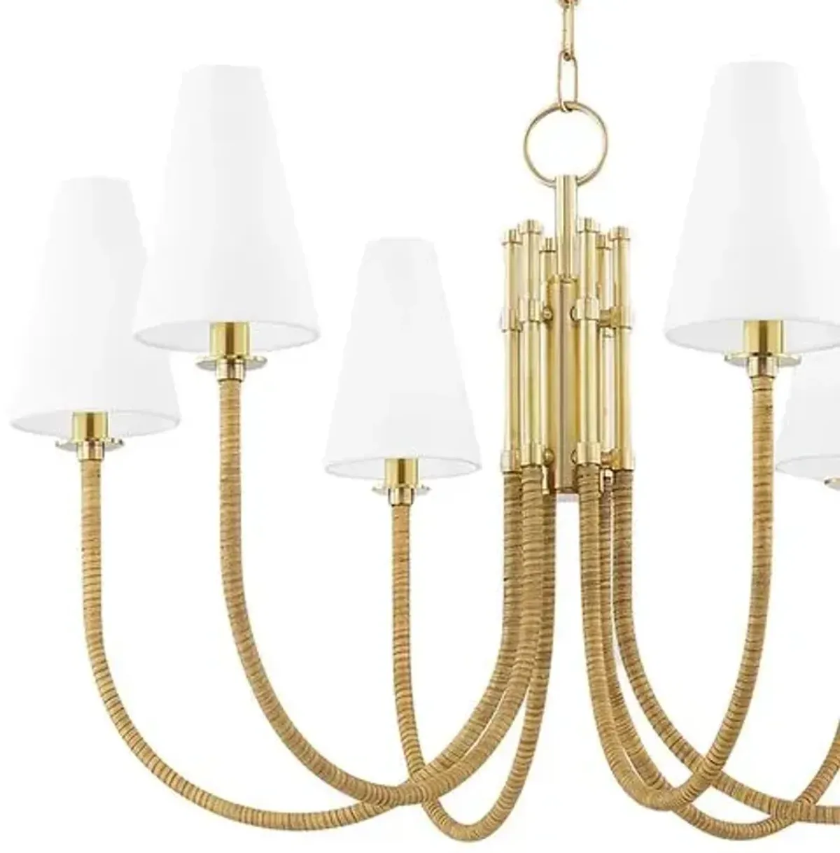 Landry 6-Light Chandelier - Natural Leather/Aged Brass - Gold