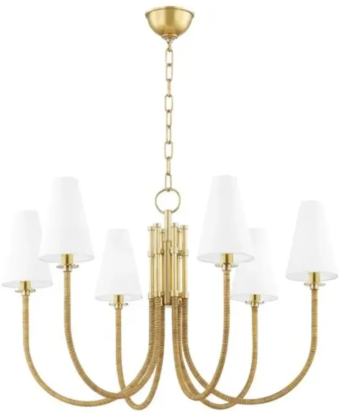 Landry 6-Light Chandelier - Natural Leather/Aged Brass - Gold