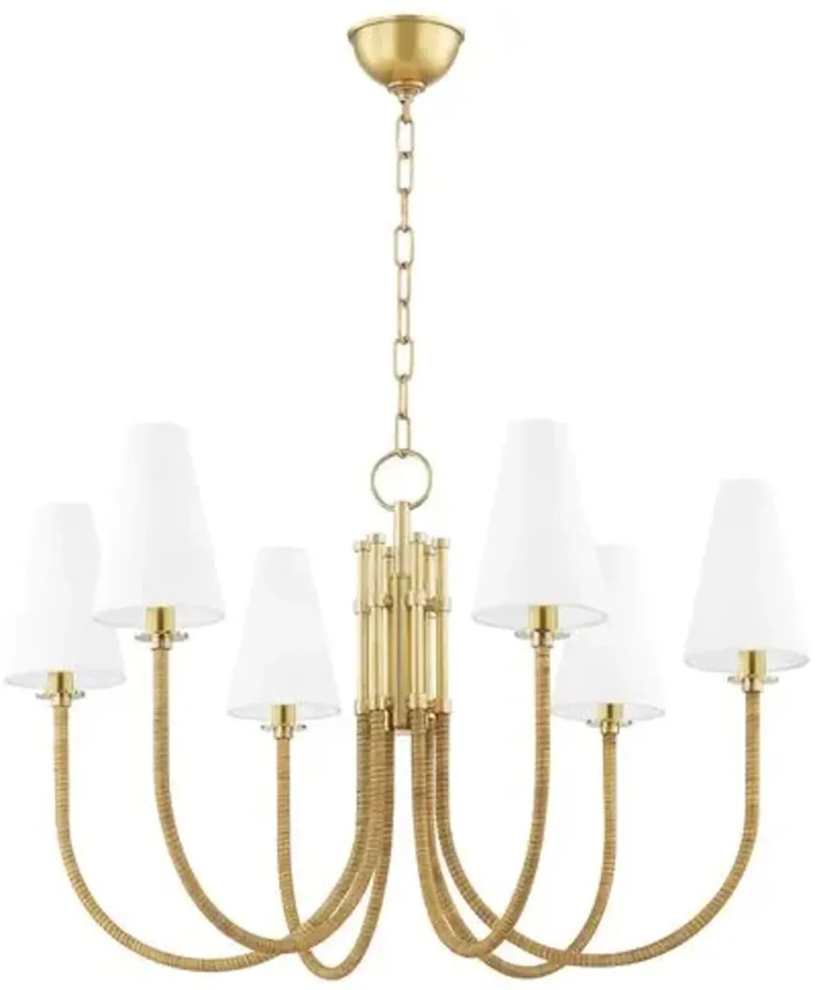 Landry 6-Light Chandelier - Natural Leather/Aged Brass - Gold