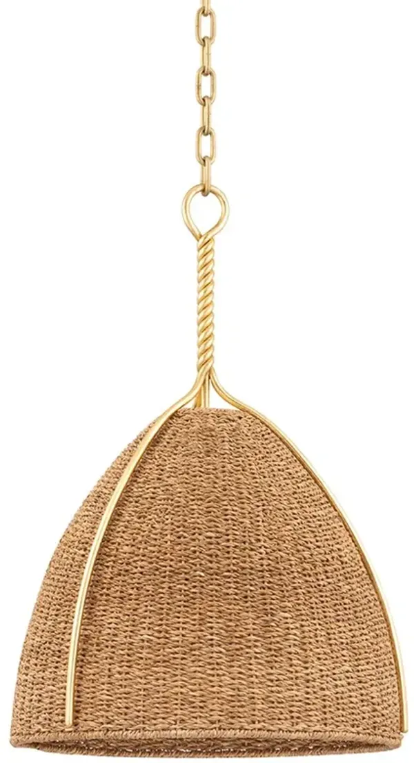 Iskander Woven Rope Pendant, Natural/Vintage Gold Leaf