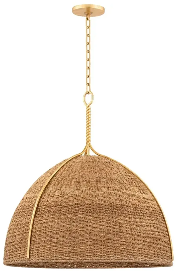 Iskander Woven Rope Pendant, Natural/Vintage Gold Leaf