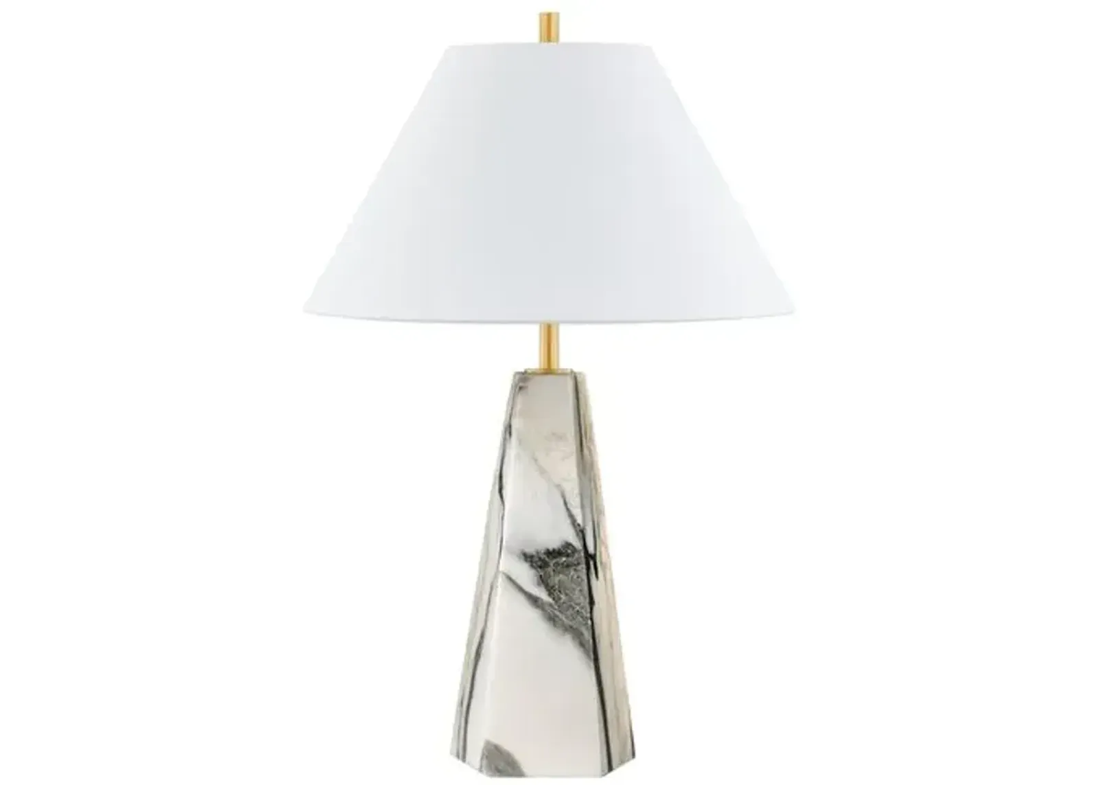 Edie 30" Marble Table Lamp - Gray/Aged Brass - Gold