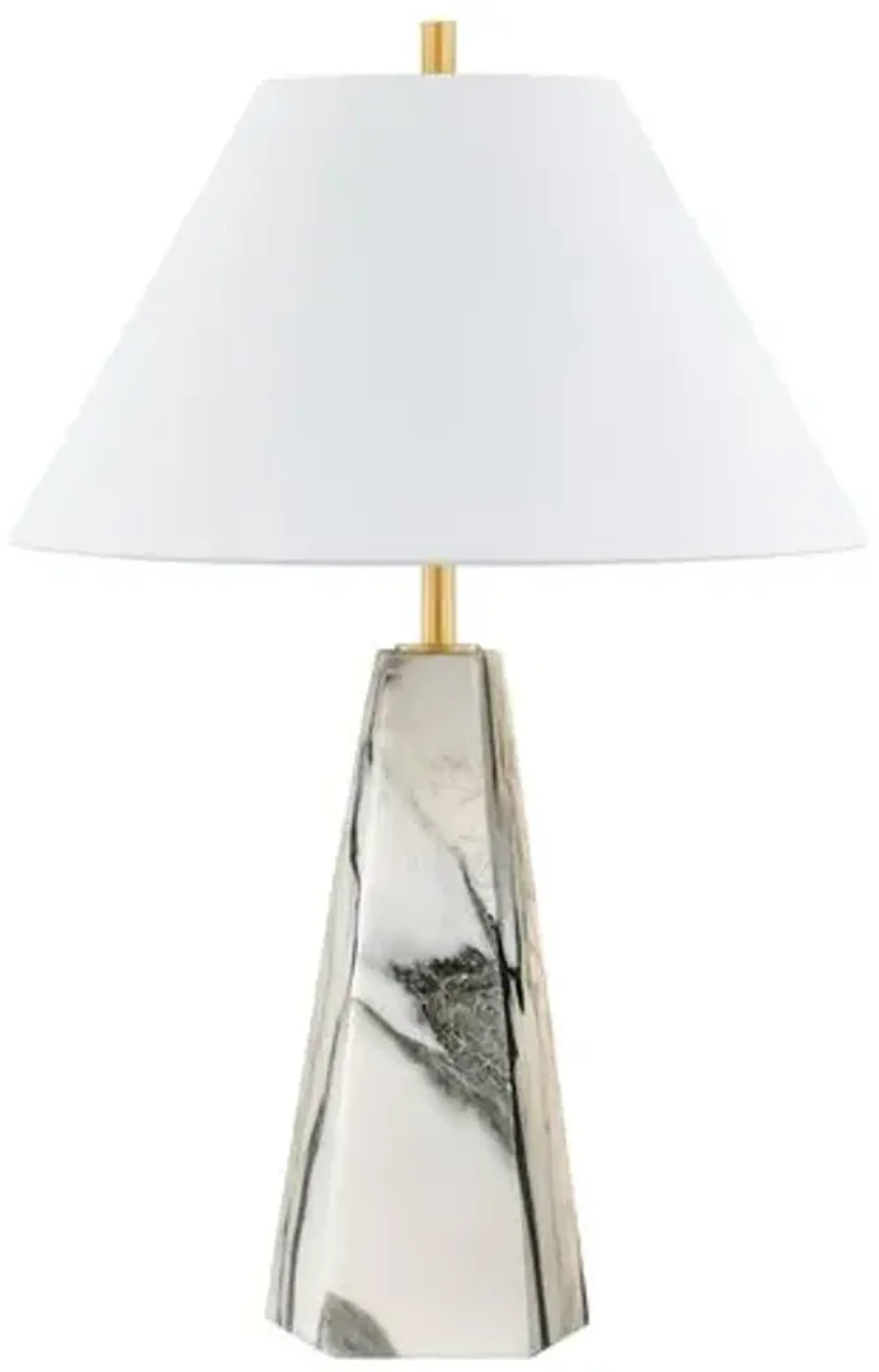 Edie 30" Marble Table Lamp - Gray/Aged Brass - Gold