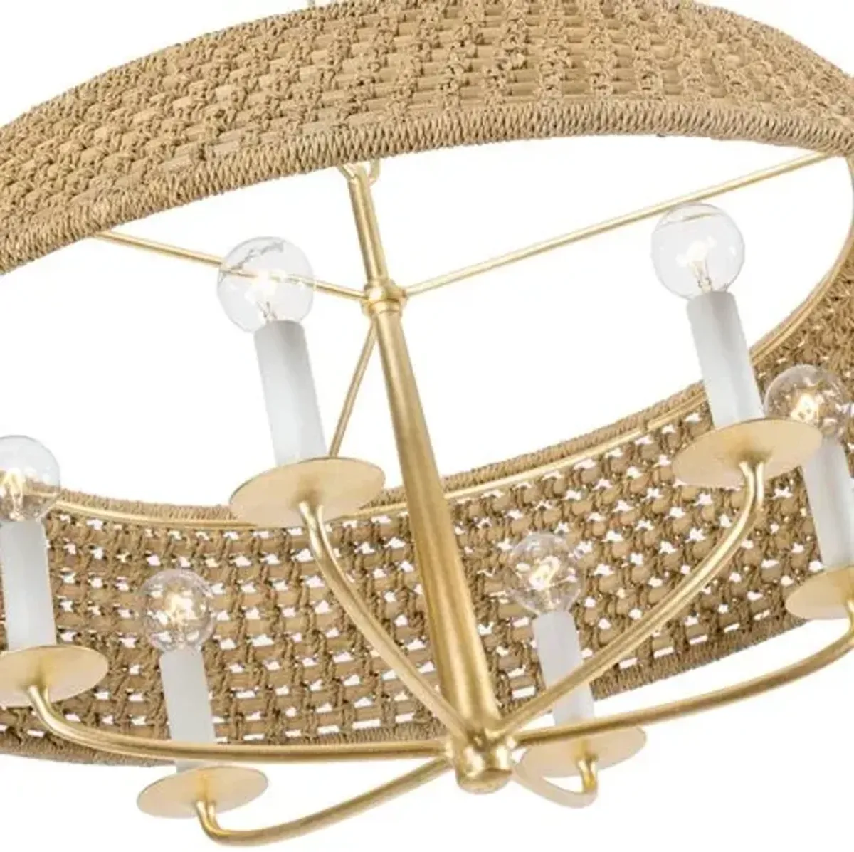 Alivia Rattan Chandelier - Natural/Vintage Gold Leaf