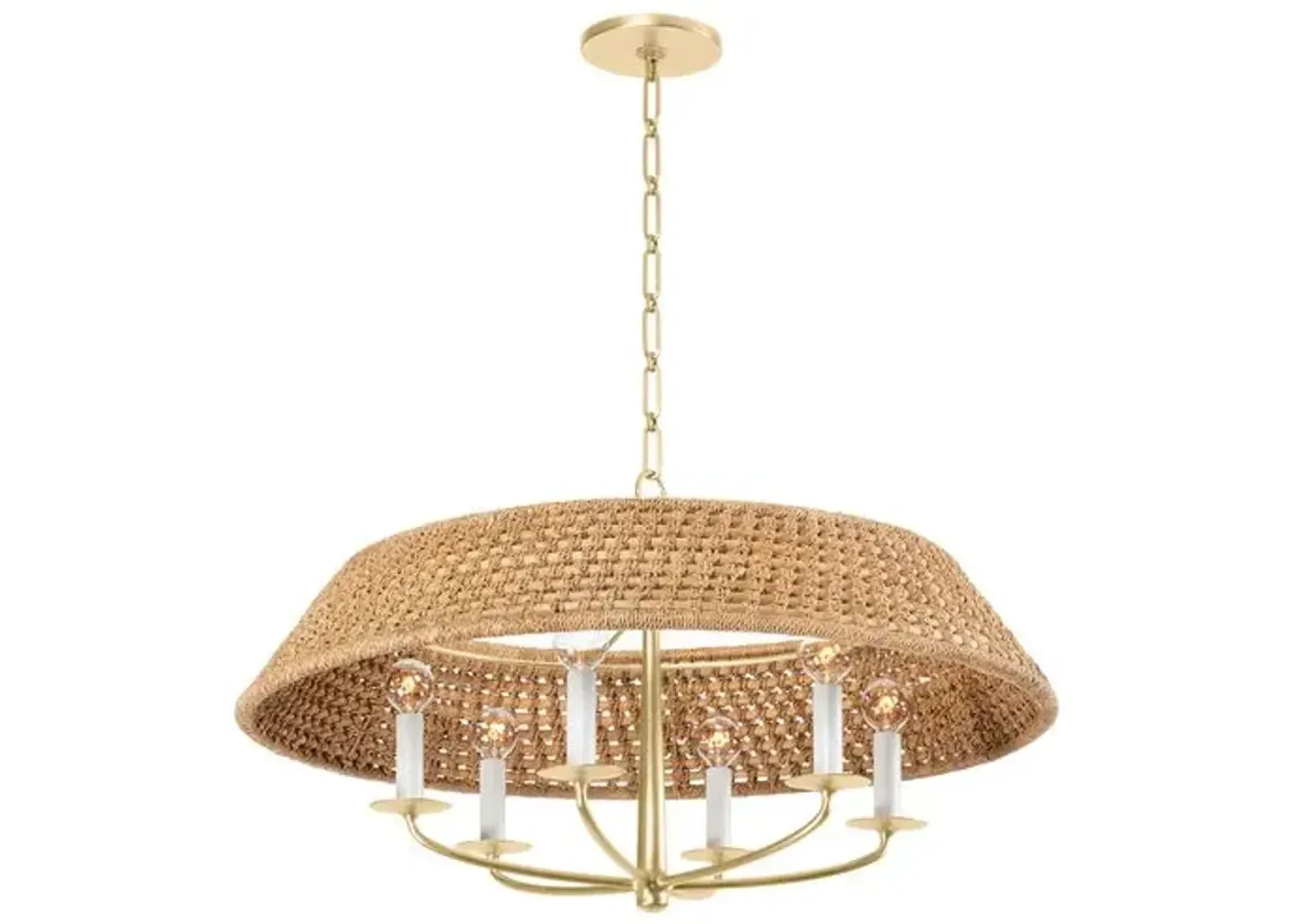 Alivia Rattan Chandelier - Natural/Vintage Gold Leaf