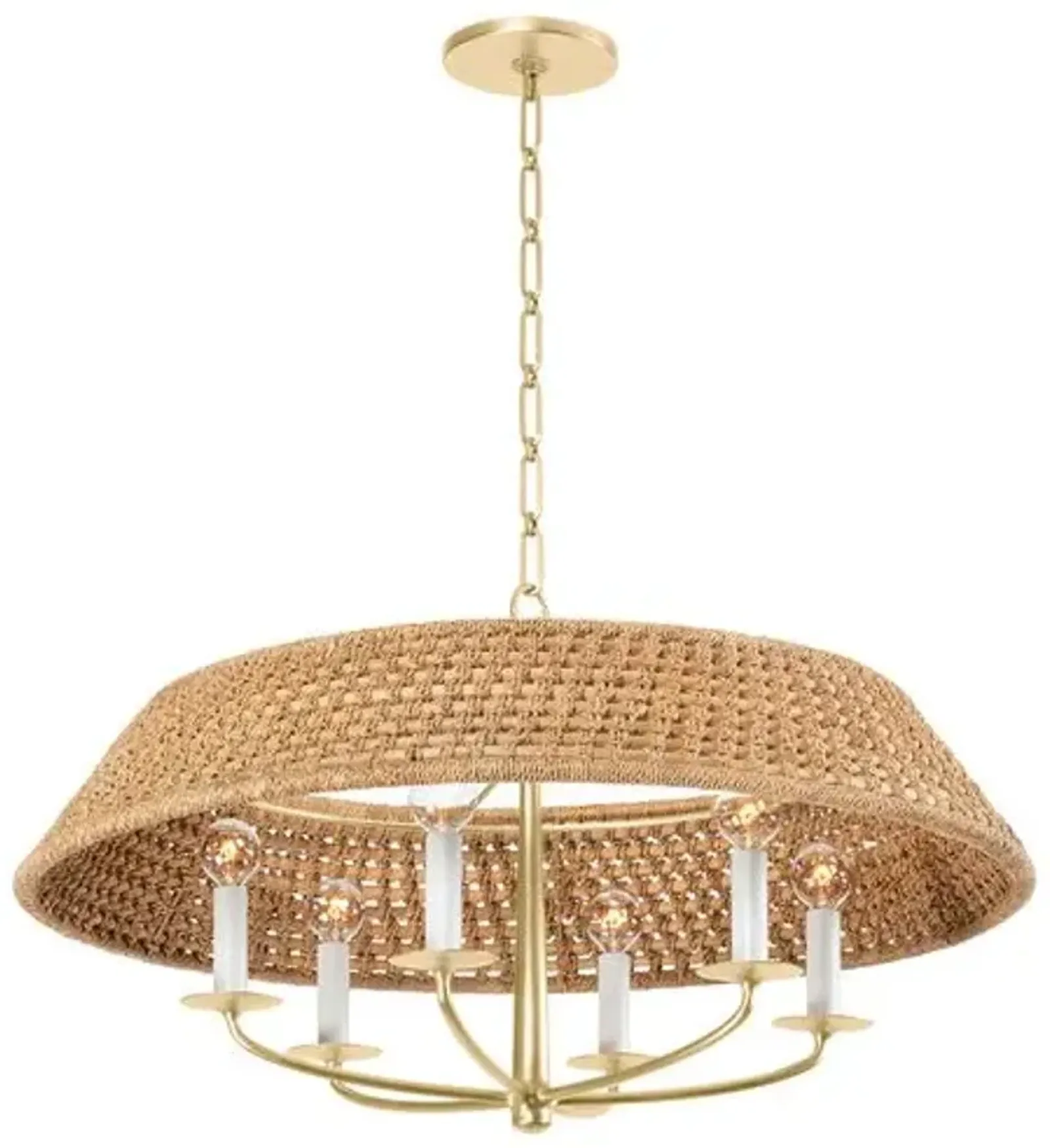 Alivia Rattan Chandelier - Natural/Vintage Gold Leaf