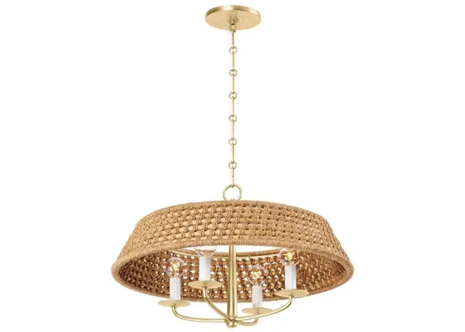 Alivia Rattan Chandelier - Natural/Vintage Gold Leaf