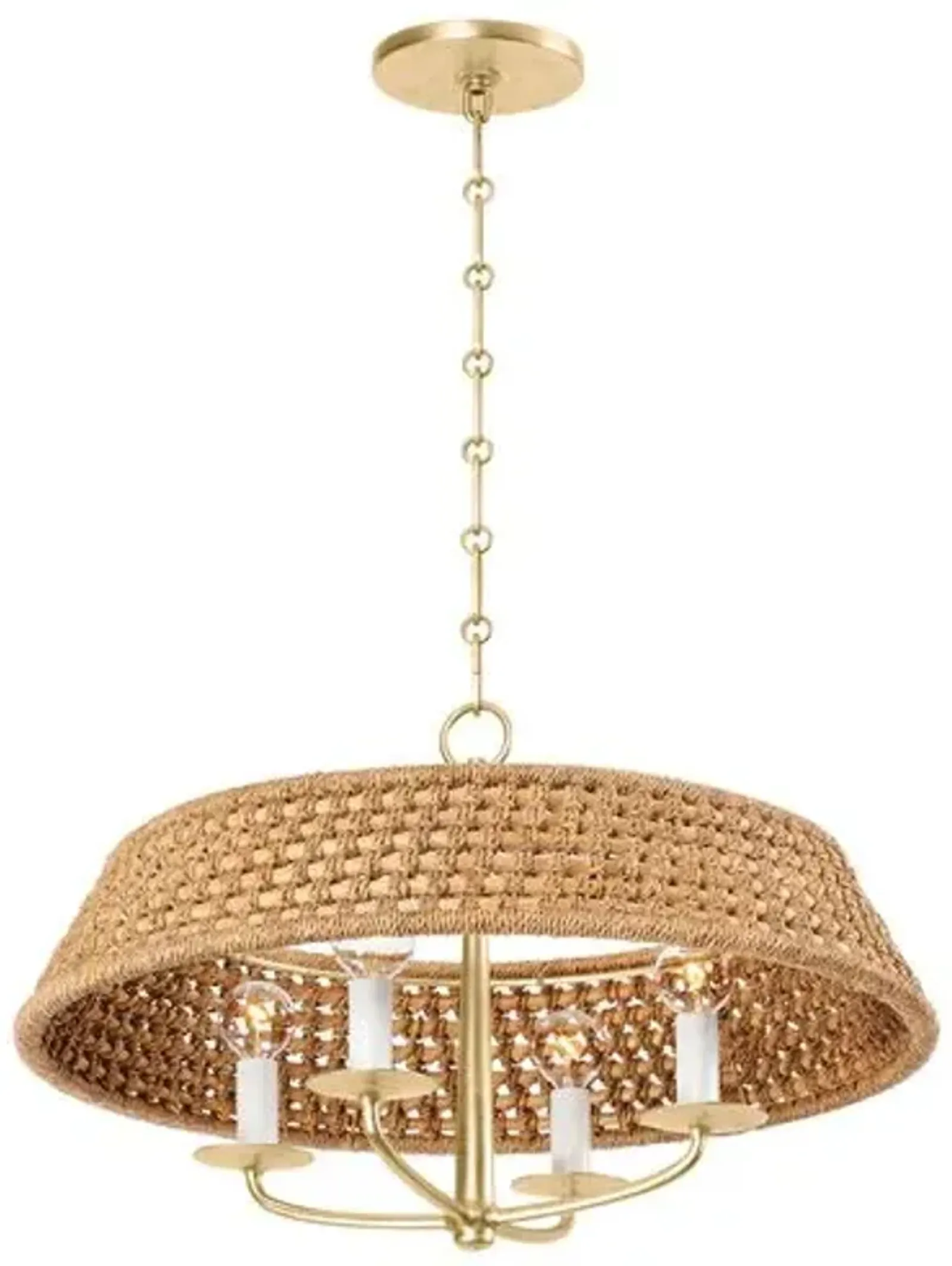 Alivia Rattan Chandelier - Natural/Vintage Gold Leaf