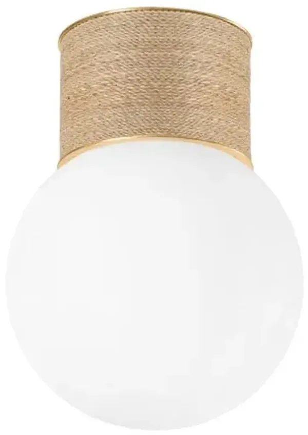Chaya Rattan Globe Flush Mount - Natural/Vintage Gold Leaf