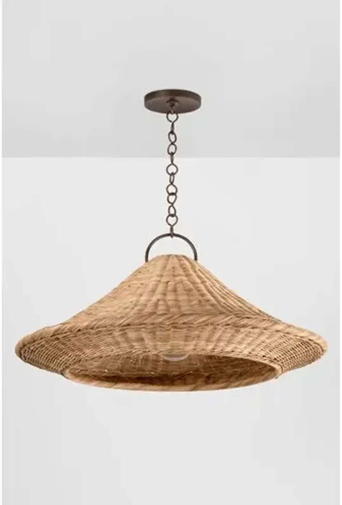 Elin Rattan Wicker Pendant - Natural/Bronze - Brown