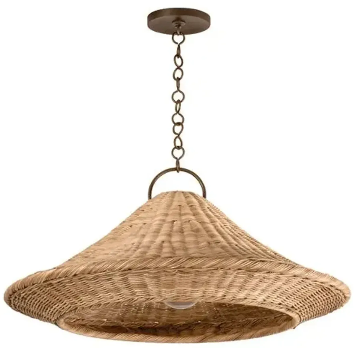 Elin Rattan Wicker Pendant - Natural/Bronze - Brown