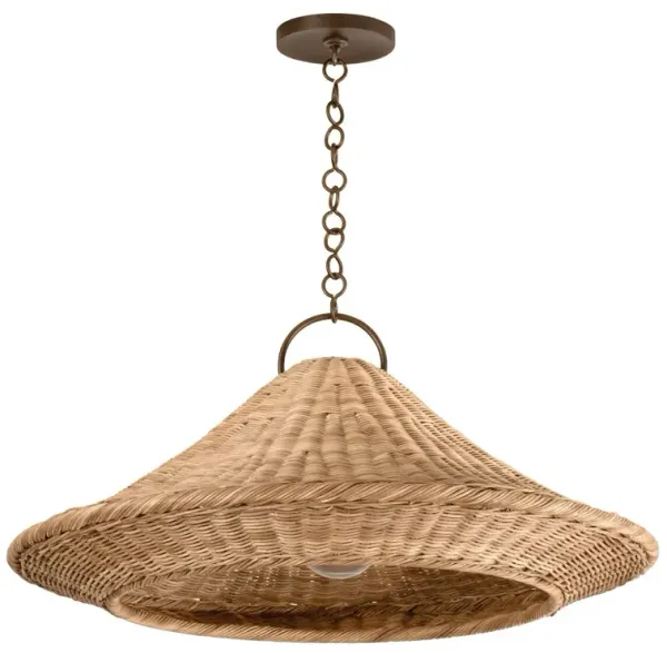 Elin Rattan Wicker Pendant - Natural/Bronze - Brown
