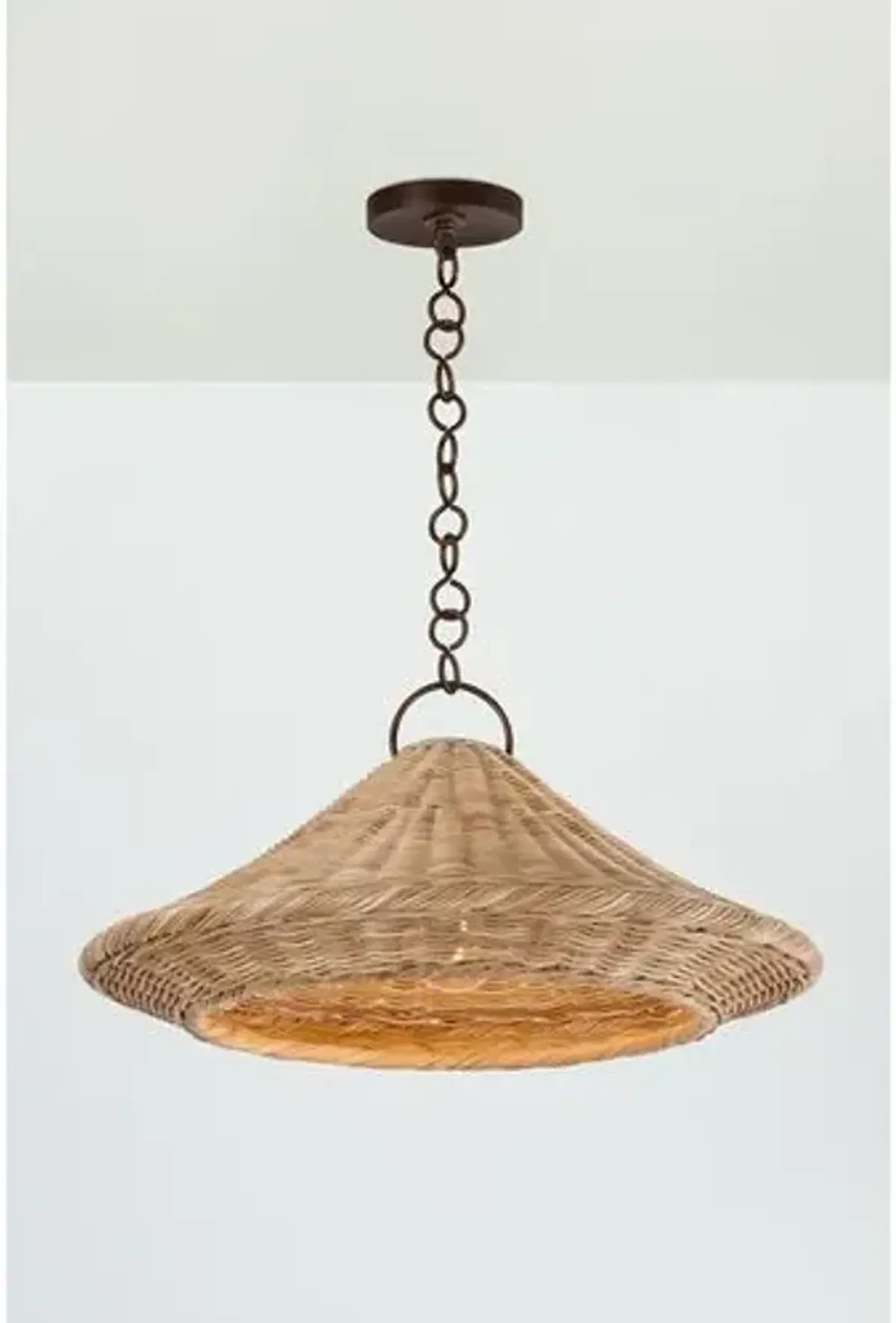 Elin Rattan Wicker Pendant - Natural/Bronze - Brown