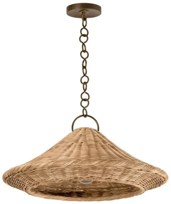 Elin Rattan Wicker Pendant - Natural/Bronze - Brown