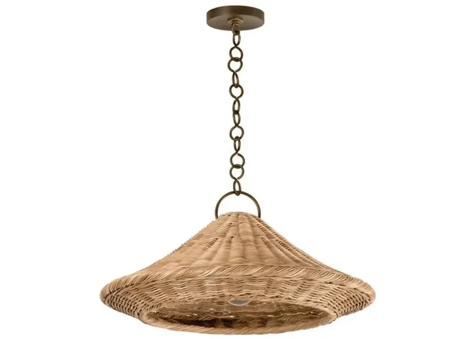 Elin Rattan Wicker Pendant - Natural/Bronze - Brown